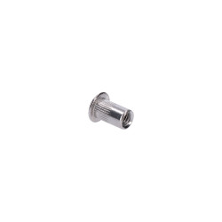 AISI304 nitovacia matica M4, plochá, rýhovaný driek, L-18mm AISI304 nitovacia matica M4, plochá, rýhovaný driek, L-18mm